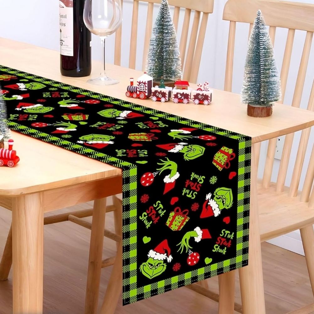 NEW! Festive Grinch Holiday Table Runner - Picture 2 of 4